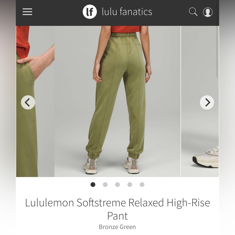 Lululemon Softstreme Relaxed High-Rise Pant
Bronze Green, Size 2